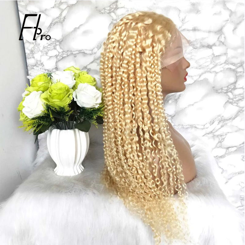 High Density 613# Blonde Full Lace Wig Kinky Curly Baby Hair